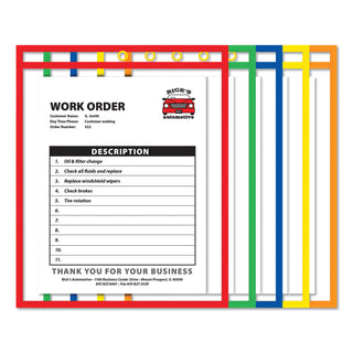 C-Line® Stitched Shop Ticket Holders, Neon, Assorted 5 Colors, 75", 9 x 12, 10/Pack (CLI43920)