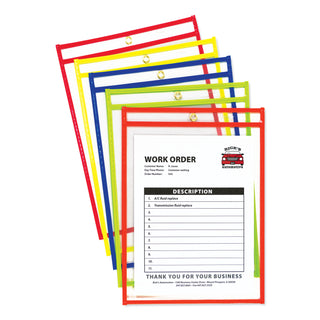 C-Line® Stitched Shop Ticket Holders, Neon, Assorted 5 Colors, 75", 9 x 12, 10/Pack (CLI43920)