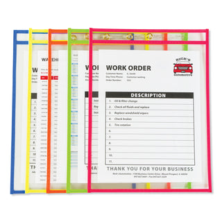 C-Line® Stitched Shop Ticket Holders, Neon, Assorted 5 Colors, 75", 9 x 12, 10/Pack (CLI43920)