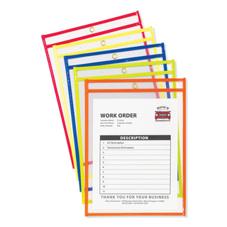 C-Line® Stitched Shop Ticket Holders, Neon, Assorted 5 Colors, 75", 9 x 12, 10/Pack (CLI43920)