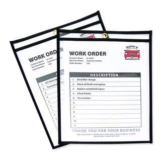 C-Line® Shop Ticket Holders, Stitched, Both Sides Clear, 50 Sheets, 8 1/2 x 11, 25/Box (CLI46911)