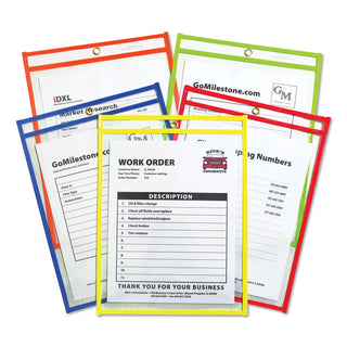 C-Line® Neon Stitched Shop Ticket Holders, 9 x 12, 25 per box, Assorted Colors (CLI43910)