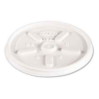 Dart® Plastic Lids for Foam Cups, Bowls and Containers, Vented, Fits 6-14 oz, White, 1,000/Carton (DAR12JL)