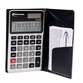 Innovera® 15922 Pocket Calculator, Dual Power, 12-Digit LCD Display (IVR15922)