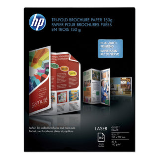 HP Tri-Fold Laser Brochure Paper, 97 Brightness, 40lb, 8-1/2 x 11, White, 150 /Pack (HEWQ6612A)