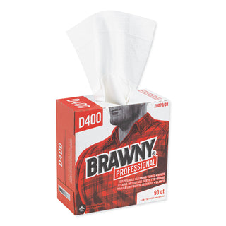Brawny® Professional D400 Disposable Cleaning Towel, Tall Box, White, 90 Towels/Box, 10 Boxes/Case), Towel (WxL) 9.2" x 16.1" (GPC2007003CT) (GPC200-7003)