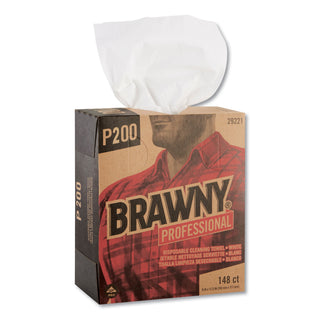 Brawny® Professional P100 Disposable Cleaning Towel, ¼-Fold, White, 148 Towels/Box, 20 Boxes/Case, Towel (WxL) 8" x 12.5" (GPC292-21)