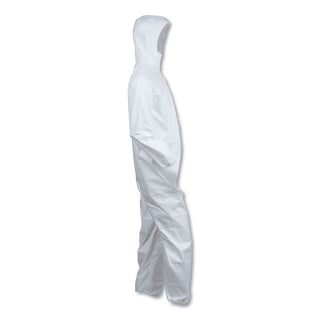 KleenGuard™ A40 Elastic-Cuff and Ankle Hooded Coveralls, Large, White, 25/Carton (KCC44323)