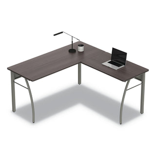 Linea Italia® Trento Line L-Shaped Desk, 59.13w x 59.13d x 29.5h, Mocha/Gray (LITTR737MOC)