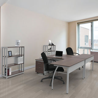 Linea Italia® Trento Line L-Shaped Desk, 59.13w x 59.13d x 29.5h, Mocha/Gray (LITTR737MOC)