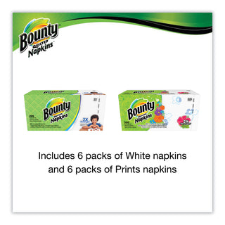 Bounty® Quilted Napkins, Prints/White Assorted, 200 Per Pack (PGC34885PK)