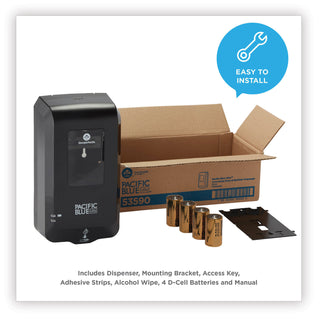 Georgia Pacific® Professional Automated Touchless Soap & Sanitizer Dispenser, Black, 6.54" W x 11.72" D x 4" H (GPC53590)