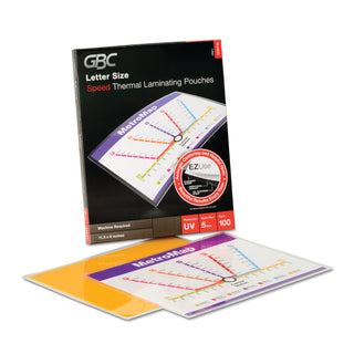GBC® EZUse Thermal Laminating Pouches, 5 mil, 9" x 11.5", Gloss Clear, 100/Box (GBC3200716)