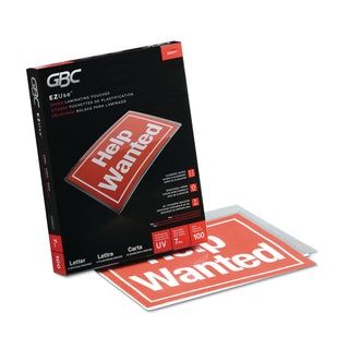 GBC® EZUse Thermal Laminating Pouches, 7 mil, 9" x 11.5", Gloss Clear, 100/Box (GBC3200717)
