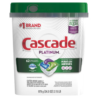 Cascade® Dish Soap, Action Pacs, Platinum, Fresh Scent, 62 Per Pack, 3/Case, 186 Total (PGC97726)