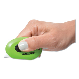 Westcott® Compact Safety Ceramic Blade Box Cutter, Retractable Blade, 0.5" Blade, 2.5" Plastic Handle, Green (ACM16474)
