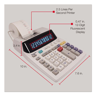 Sharp® EL-1801V Two-Color Printing Calculator, Black/Red Print, 2.1 Lines/Sec (SHREL1801V)