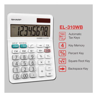 Sharp® EL-310WB Mini Desktop Calculator, 8-Digit LCD (SHREL310WB)