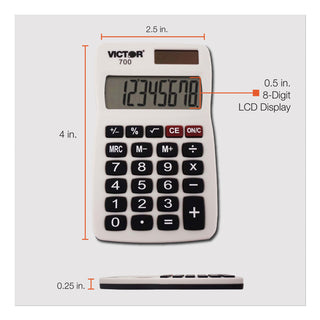 Victor® 700 Pocket Calculator, 8-Digit LCD (VCT700)