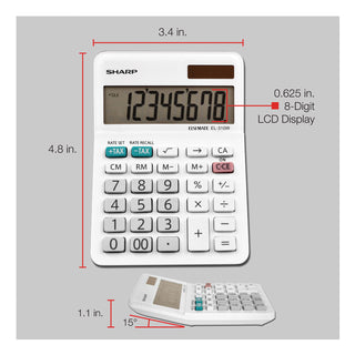 Sharp® EL-310WB Mini Desktop Calculator, 8-Digit LCD (SHREL310WB)