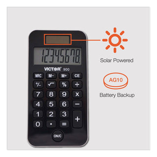 Victor® 900 Antimicrobial Pocket Calculator, 8-Digit LCD (VCT900)