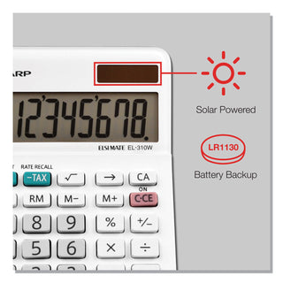 Sharp® EL-310WB Mini Desktop Calculator, 8-Digit LCD (SHREL310WB)