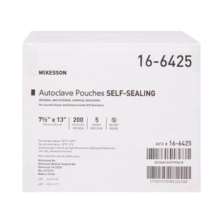 McKesson Sterilization Pouch Ethylene Oxide (EO) Gas / Steam 7-1/2 X 13 Inch Transparent Blue / White Self Seal Paper / Film (960945_CS)