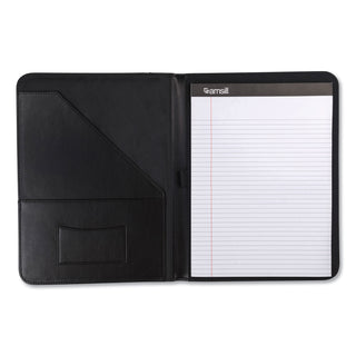 Samsill® Contrast Stitch Leather Padfolio, 8 1/2 x 11, Leather, Black (SAM71710)