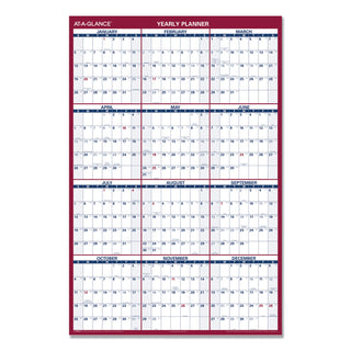 AT-A-GLANCE® Erasable Vertical/Horizontal Wall Planner, 32 x 48, White/Blue/Red Sheets, 12-Month (Jan to Dec): 2025 (AAGPM32628)