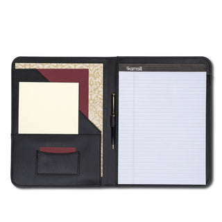 Samsill® Contrast Stitch Leather Padfolio, 8 1/2 x 11, Leather, Black (SAM71710)