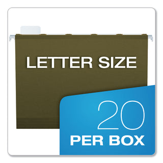 Pendaflex® Ready-Tab Reinforced Hanging File Folders, Letter Size, 1/5-Cut Tab, Standard Green, 25/Box (ESS42590)