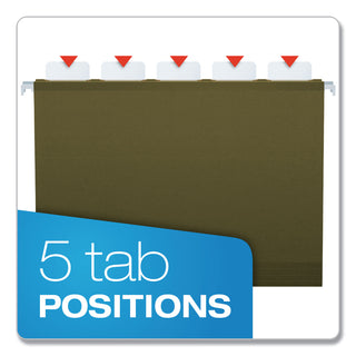Pendaflex® Ready-Tab Reinforced Hanging File Folders, Letter Size, 1/5-Cut Tab, Standard Green, 25/Box (ESS42590)