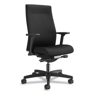 HON® Ignition 2.0 Upholstered Mid-Back Task Chair With Lumbar, Supports up to 300 lbs., Black Seat, Black Back, Black Base (HONI2UL2AC10TK)