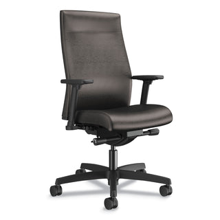 HON® Ignition 2.0 Upholstered Mid-Back Task Chair With Lumbar, Supports up to 300 lbs., Vinyl, Black Seat, Black Back, Black Base (HONI2UL2AU10TK)