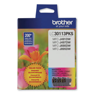 Brother LC3011 Ink, 200 Page-Yield, Cyan/Magenta/Yellow, 3/Pack (BRTLC30113PKS)