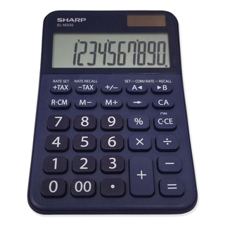 Sharp® ELM335BBL Desktop Calculator, 10-Digit LCD, Blue (SHRELM335BBL)