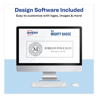 Avery® The Mighty Badge Name Badge Holder Kit, Horizontal, 3 x 1, Inkjet, Silver, 10 Holders/ 80 Inserts (AVE71205)