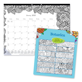 Blueline® Monthly Desk Pad Calendar, Monthly Coloring Artwork, 22 x 17, Black Binding, Clear Corners, 12-Month (Jan to Dec): 2026 (REDC2917311)