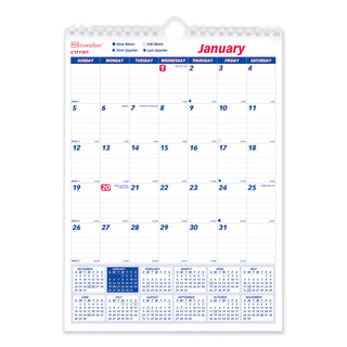 Brownline® Twin-Wirebound Wall Calendar, One Month per Page, 8 x 11, White Sheets, 12-Month (Jan to Dec): 2025 (REDC171101)