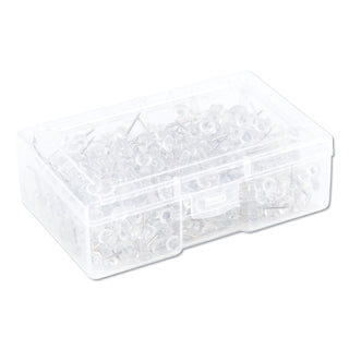 U Brands Standard Push Pins, Plastic, Clear, Silver Pin, 7/16", 200/Pack (UBR3088U0624)