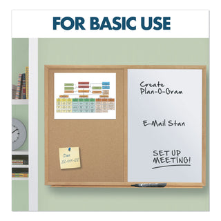 Quartet® Bulletin/Dry-Erase Board, Melamine/Cork, 36 x 24, White/Brown, Oak Finish Frame (QRTS553)