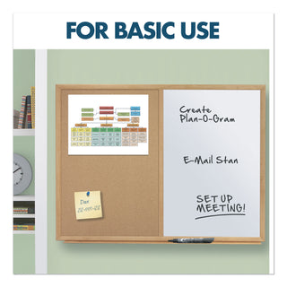 Quartet® Bulletin/Dry-Erase Board, Melamine/Cork, 48 x 36, White/Brown, Oak Finish Frame (QRTS554)