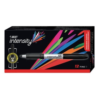 BIC® Intensity Permanent Marker, Fine Bullet Tip, Tuxedo Black, Dozen (BICGPM11BK)