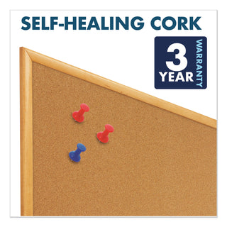 Quartet® Bulletin/Dry-Erase Board, Melamine/Cork, 36 x 24, White/Brown, Oak Finish Frame (QRTS553)