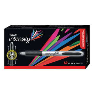 BIC® Intensity Ultra Permanent Marker, Extra-Fine Needle Tip, Tuxedo Black, Dozen (BICGPMU11BK)