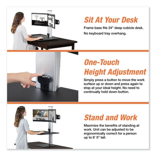 Victor® DC450 High Rise Electric Dual Monitor Standing Desk Workstation, 28w x 23d x 20.25h, Black/Aluminum (VCTDC450)
