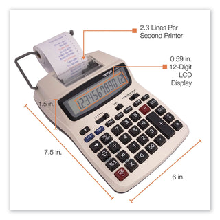 Victor® 1208-2 Two-Color Compact Printing Calculator, Black/Red Print, 2.3 Lines/Sec (VCT12082)