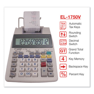 Sharp® EL-1750 Desktop Printing Calculator (EL-1750)