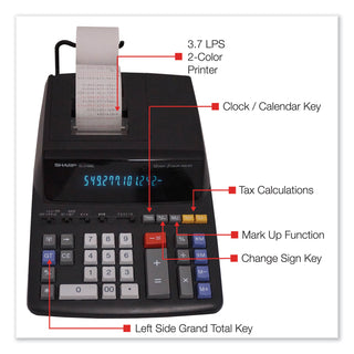 Sharp® EL2196BL Two-Color Printing Calculator, Black/Red Print, 3.7 Lines/Sec (SHREL2196BL)