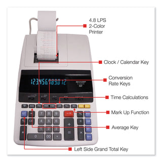 Sharp® EL2630PIII Two-Color Printing Calculator, Black/Red Print, 4.8 Lines/Sec (SHREL2630PIII)
